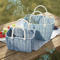 Panier de rangement pour fruits en PVC écologique moderne, fait main, tressé avec poignée, pour la cuisine et les fêtes