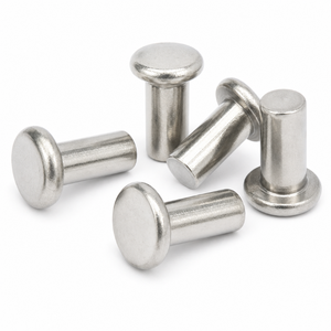 Remache de acero inoxidable sólido con cabeza redonda estándar DIN, grado 4.8 y 6.8, diámetro de cabeza de 1/2 pulgada. - Product Image 1