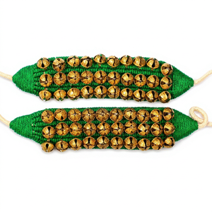 Ghungroo Pad Bharatanatyam Salangai Campanas de Tobillo para Danza, 4 Líneas, 40+40 Campanas, Amarillas, Campanas de Pie para Danza Clásica India, Tradicionales - Product Image 1