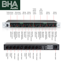 BHA 4 voies 1U à monter en rack, filtre de croisement audio électronique stéréo 2 voies mono 4 voies, processeur avec filtre passe-haut pour subwoofer pour le son