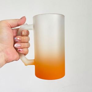 Mug à bière incassable en verre dépoli dégradé de couleur avec poignée, 16 oz, pour sublimation - Product Image 2