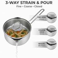 Marmite en acier inoxydable avec couvercle et poignée unique, petite casserole à lait compatible induction et gaz, ustensile de cuisson en gros
