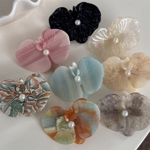 High Quality European and American Style Orchid Flower Hair Clips 6cm Acetate Sweet Pearl <b>Wedding</b> Hair <b>Accessories</b> for Women - Product Image 1