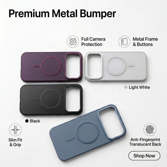 Magnetic Titanium Charging Case for iPhone 18 Pro Max 17 18 Pro Stainless Steel Bumper Metal Shockproof Mobile Alloy Phone Cover