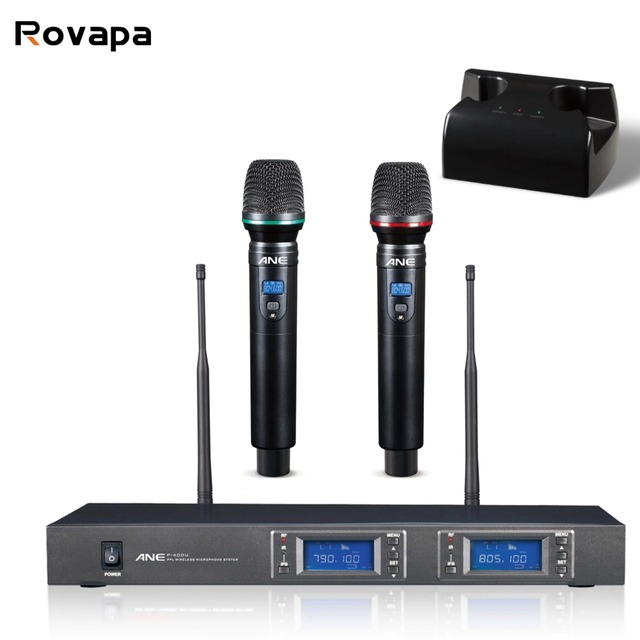 P-400U Set Wireless Charger Microphone Dual Channel UHF Professional Handheld Microphone 3-Year Warranty Kickstand Good System