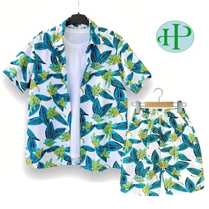 Ensembles de vêtements de plage haut de gamme Hawaï, séchage rapide, 2 pièces, chemise et short imprimés tropicaux pour les vacances d'été et les soirées à la piscine - Product Image 4