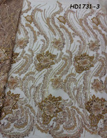 Tissu en dentelle d'organza africain avec de magnifiques broderies, paillettes nigérianes pour robes de mariée, dentelles Gittle fabriquées à la main au Nigeria
