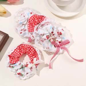 Doux nœud dentelle chouchou Style pastoral haut de gamme grand <span class=keywords><strong>chignon</strong></span> cheveux cravate pour enfants pour fraise fille - Product Image 2