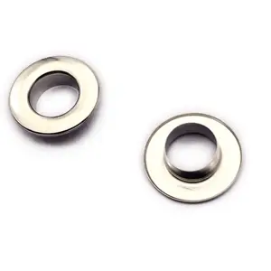 Couleur nickel personnaliser 10mm taille intérieure plus large pieds supérieurs oeillets de vêtement oeillets sac en métal boîte oeillets et œillets