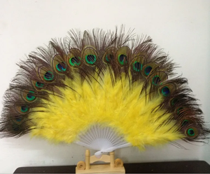 Wholesale China Folding Hand Fan <b>Peacock</b> Turkey Feather Fans for Wedding - Product Image 3