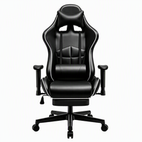 Chaise de jeu robuste à dossier haut en cuir PU, pivotante à 360 degrés, avec base en métal et repose-pieds pour adultes corpulents
