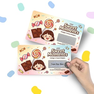 Custom Candy Theme Winning Scratch <b>Cards</b> with Digital Printing on Paperboard-Free Design Lucky Scratch off Lottery Tickets - Product Image 1