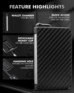 Thumbs-Up Fabriek Custom Koolstofvezel Korte Rfid Nfc Blokkerende Metalen Aluminium Waterdichte Minimalistische Slanke Design Geld Clip Portemonnee - Product Image 5