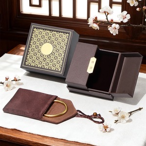 Caja de joyería personalizada, caja de regalo hueca de doble apertura para pulseras de oro, jade y madera de agar. - Product Image 4