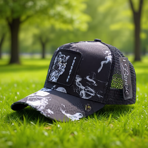 Casquette de camionneur Bemuse en tissu maillé à 6 panneaux, réglable, décontractée, avec appliques sur le panneau avant, pour adultes, à porter au printemps et en été - Product Image 2