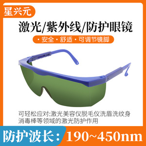 Gafas de seguridad para láser, gafas protectoras con 10% de transmitancia de luz, lentes de 2 mm, montura negra y azul para protección contra la radiación de luz - Product Image 4