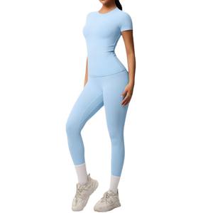 Conjunto de Pantalones de Yoga Estilo Europeo Americano, Color Sólido, Manga Larga, Transpirable, Ajustado, con Espalda Descubierta - Product Image 5