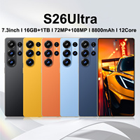 Smartphone débloqué S26 Ultra 5G avec écran de 7,3 pouces, processeur Deca Core, 16 Go + 1 To, appareil photo 108 MP, stylet intégré, Android 15