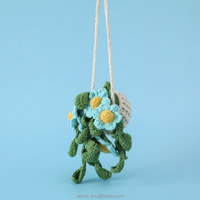 Panier suspendu en crochet fait main motif marguerite, fleur en fil, décoration murale, porte, plafond, style bohème, accessoire photo, vente en gros