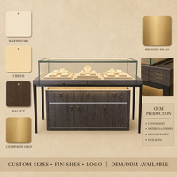 Vitrine à bijoux haut de gamme sur mesure avec dessus en verre, éclairage LED, tiroirs verrouillables, écologique, couleurs personnalisables pour le luxe