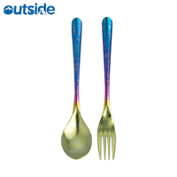 Ensemble de couverts en titane pur, cuillère et fourchette, écologiques, durables, ultralégers, 24,5 g, qualité alimentaire, lavables au lave-vaisselle, camping, randonnée, plein air