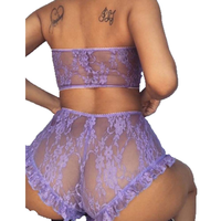 Ensemble de Lingerie Érotique pour Femme, Nuisette et Pyjama en Dentelle Transparente, Soutien-gorge et Culotte Sexy