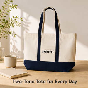 Sac fourre-tout en toile bicolore personnalisé avec poche - Product Image 4