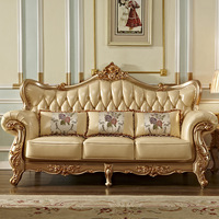 Canapé de style européen classique très vendu, meubles de luxe pour salon, ensemble de canapés en cuir sculpté en bois