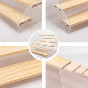Expositor de Madera de Dos Niveles, Portátil y Ecológico, Tipo Estante Escalonado, No Plegable, para Cocina, Exhibición Comercial - Product Image 3