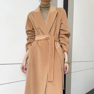 wholesale price high-end women s wool & blends Tie a belt winter thickening classic women s wear Simplicity Cashmere coat