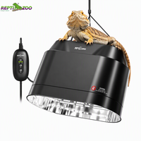 REPTIZOO ZDRL04-PRO Lampe intelligente WiFi 2-en-1 à double dôme pour reptiles, E27 200W, contrôle par application, lampe chauffante UVB pour basking