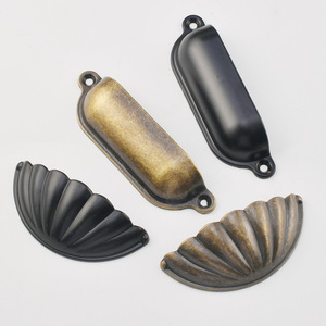 Retro Drawer Handles Zinc Alloy Shell Shape 100mm Antique Bronze <b>Black</b> Chinese Style Furniture Hardware - Product Image 2