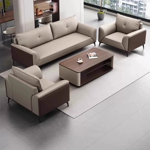 Conjunto <span class=keywords><strong>de</strong></span> Mesa <span class=keywords><strong>de</strong></span> Centro y Sofá <span class=keywords><strong>de</strong></span> <span class=keywords><strong>Oficina</strong></span> Moderno y Minimalista con Estructura <span class=keywords><strong>de</strong></span> Madera, Cubierta <span class=keywords><strong>de</strong></span> Cuero PU y Esponja <span class=keywords><strong>de</strong></span> Alta Densidad para Área <span class=keywords><strong>de</strong></span> Descanso <span class=keywords><strong>de</strong></span> Invitados en Empresas - Product Image 2