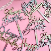 Alles Gute zum Geburtstag Cake Topper Glitter Paper Cake Dekorieren liefert Glitter Paper Wooden Cake Topper