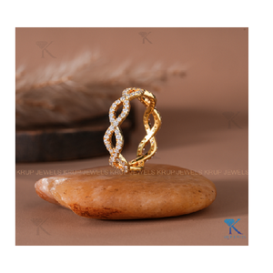 Anillo de Eternidad Infinito de Oro de 18K con Diamantes Pavé, Anillo Apilable Atemporal para Mujer, Regalo de Boda, Joyería Fina - Product Image 1