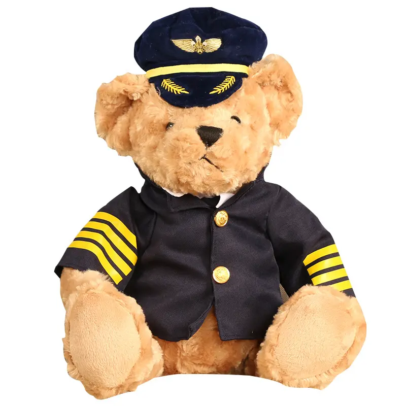 Kawaii 22/30/40cm mềm sang trọng gấu bông đồ chơi hãng hàng không thí điểm nhồi bông gấu attendant trong bộ đồng phục Màu Đỏ
