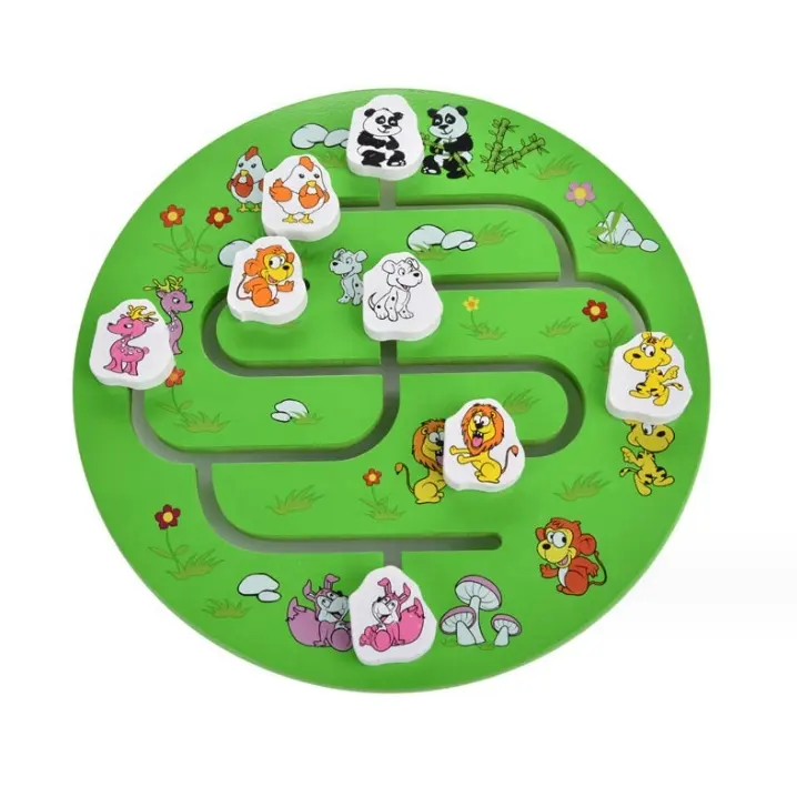 Crianças Early Educacional Aprendizagem Brinquedos Madeira animal labirinto Puzzle Walking Beads Labirinto Brinquedo para Crianças