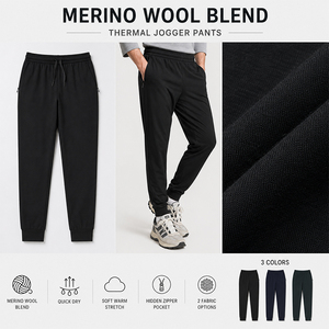 Wool Breathable <b>Men's</b> Casual Pants Adjustable Drawstring Sports Long <b>Trousers</b> Anti-Odor Comfort Quick Dry Custom Logo Premium - Product Image 1