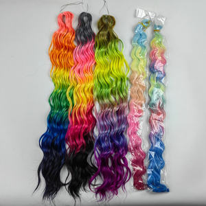 Extensiones de Cabello Trenzadas de Onda Profunda de 24 Pulgadas y 100 g, Color Arcoíris Vibrante Multicolor para Cosplay, Festivales y Uso Diario, Onda Profunda Suelta de <span class=keywords><strong>Anna</strong></span> - Product Image 3