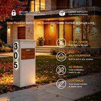 Boîte aux lettres solaire personnalisée pour colis et courrier, avec recharge solaire, casier de rangement, économie d'énergie, étanche