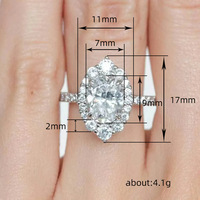 Usine exquise Marquise en forme de cristal ovale cubique zircone bague pour mariage mariée argent plaqué anneaux pour femmesGJZ0253
