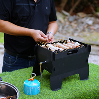 Nouveau design Brasero multi-combustibles au propane et au bois pour camping extérieur avec gril barbecue