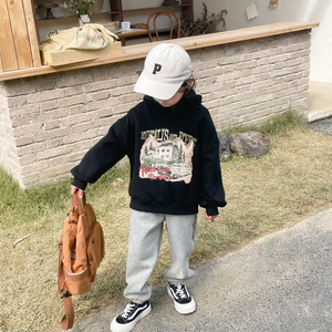 Felpa con Cappuccio Personalizzata Unisex per Bambini, in Cotone Felpato Pesante, Calda per l'Inverno, con Stampa Cartoon di Auto - Product Image 2