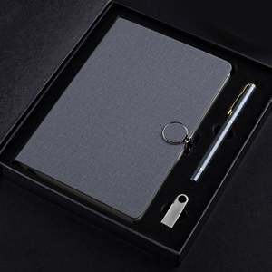 Cuir de luxe promotionnel bon marché, coffret cadeau carnet avec bouteille d'eau et clé USB et stylo/ - Product Image 1