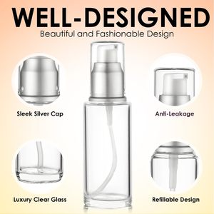 Venta al por Mayor de Botellas de Vidrio Transparente Esmerilado de 20ml, 30ml, 40ml, 50ml, 60ml, 80ml y 100ml con Bomba Pulverizadora Plateada/Dorada para Lociones - Product Image 5