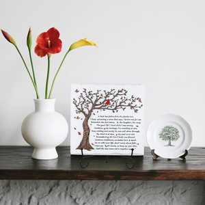 Placa Conmemorativa de Pájaro Cardenal Rojo - Regalo de Condolencias con Poema de Árbol Genealógico para el Luto por la Pérdida de un Ser Querido, Decoración de Mesa con Soporte - Product Image 4