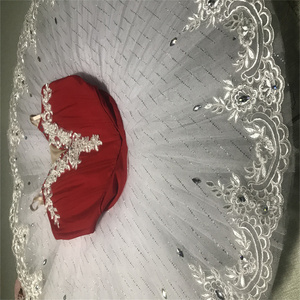 Tutù <span class=keywords><strong>da</strong></span> Balletto Rosso in Spandex con Design a Gancetti per Bambine, Costume Professionale per Spettacoli di Danza Classica, Stile Pancake - Product Image 5