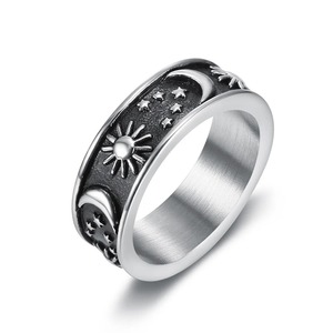 yunnique Star Moon Sun <b>Ring</b> <b>Titanium</b> Steel Unisex Bohemian Couple <b>Ring</b> Gift Fashion Jewelry - Product Image 5