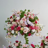 Boule de fleurs artificielles réaliste rose vif, rose poudré, violet, centre de table de mariage, arrangement de roses en soie, décoration pour événements et fêtes