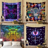 Vintage Psychedelic dipersonalisasi seri kupu-kupu pintu tirai taplak meja permadani Natal Thanksgiving Paskah hadiah